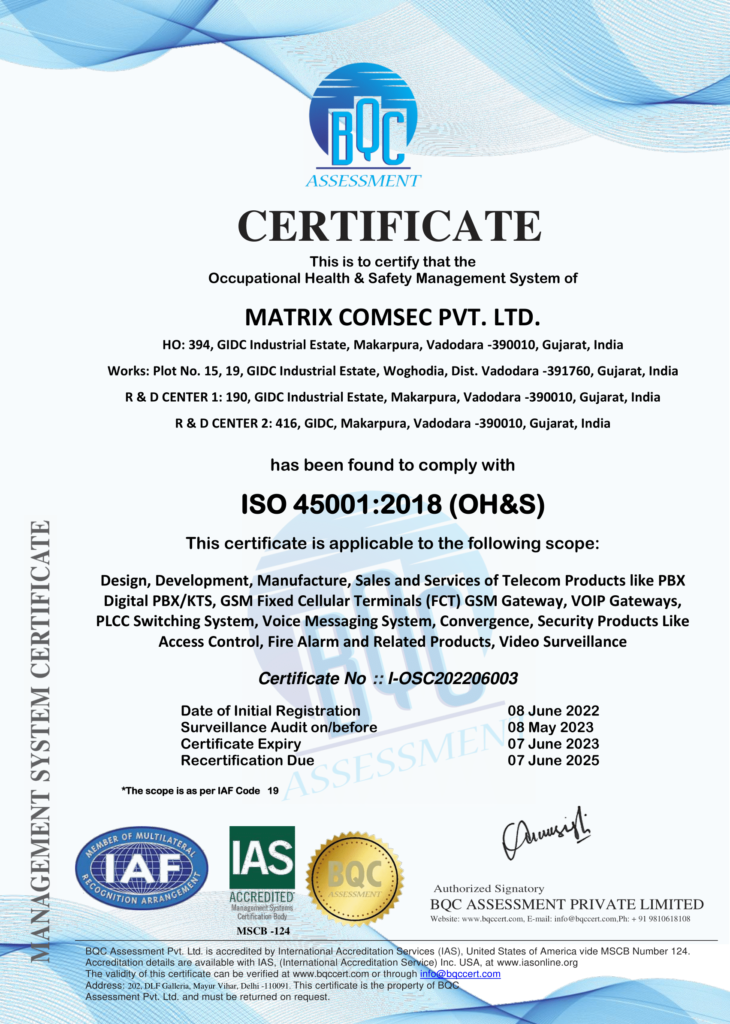 Certificates - Matrix Comsec